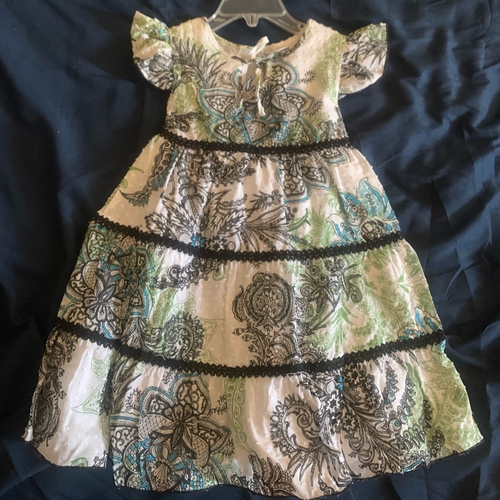 Marmellata Paisley Kids Dress with Black Trim
